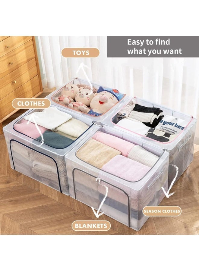 Kimaya Elite Clothes Organizer, Modern Red Nylon & Alloy Steel Storage Box with Steel Frame, Foldable, Handle, Waterproof, 49 x 41 x 51 cm, 66L - Image 2